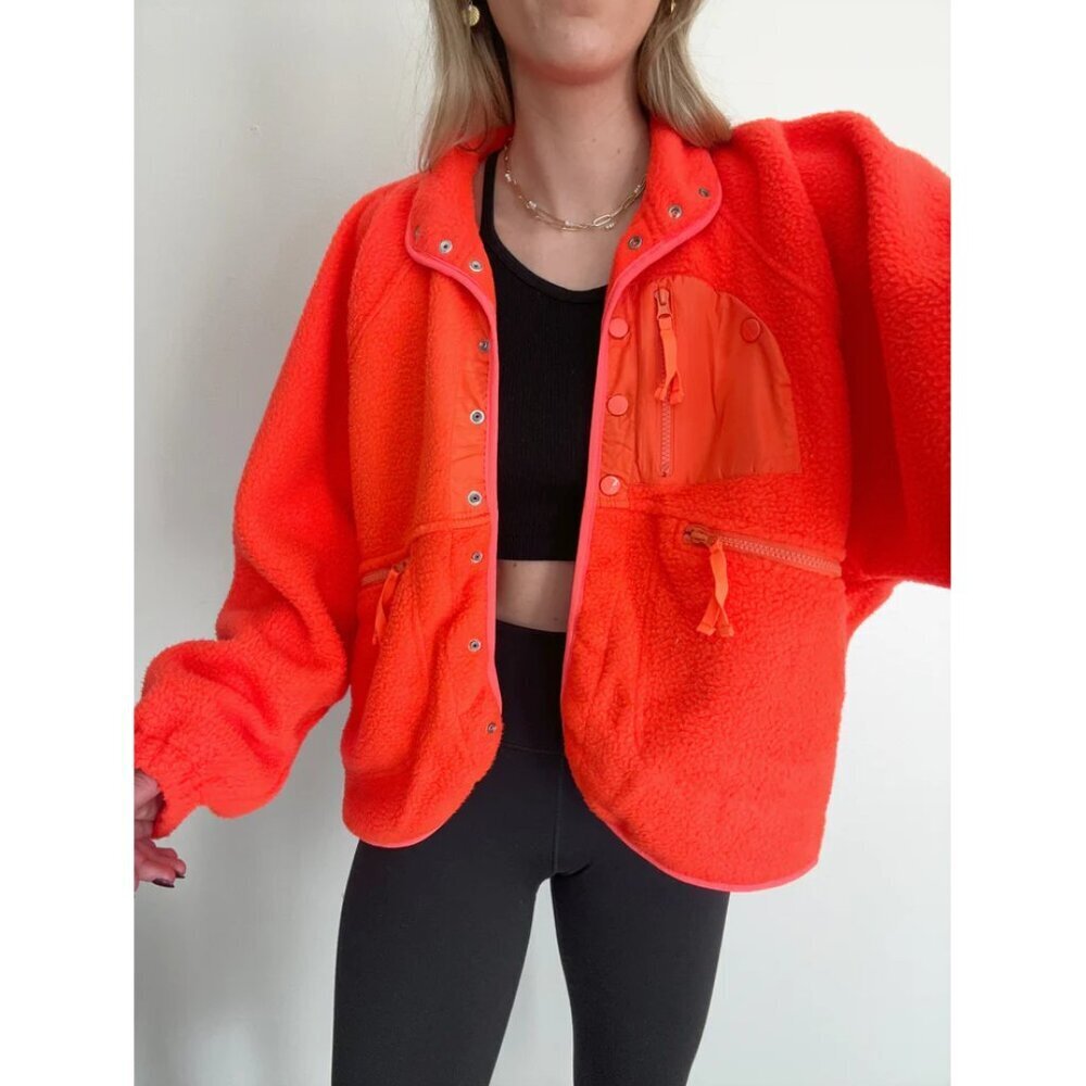 FREE PEOPLE Movement Hit The Slopes Pullover in Neon Coral Size X-Large - Picture 3 of 7